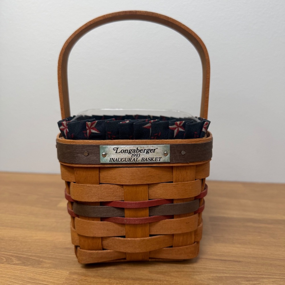 Longaberger 1993 Inaugural Basket with Liner and Protector 11461 Handwoven USA